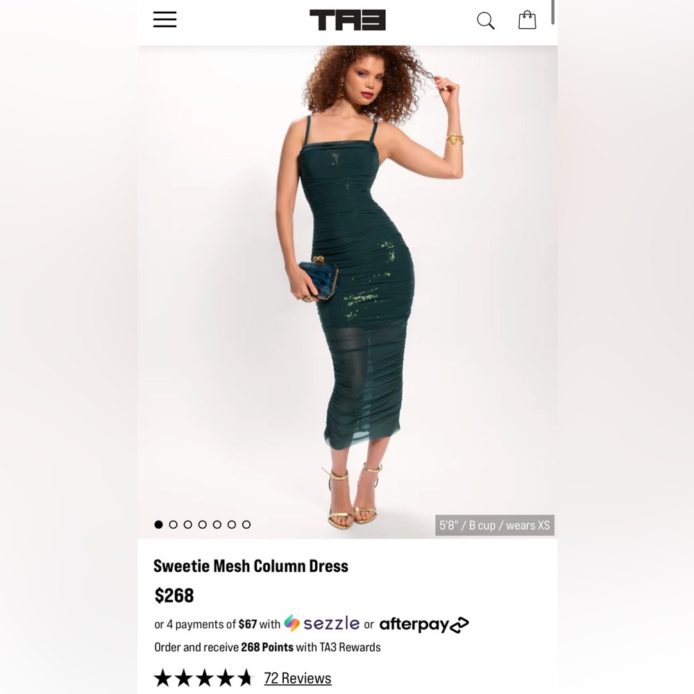Sweetie Mesh Column Dress Sequin Pine Green NWT Limited Edition XS